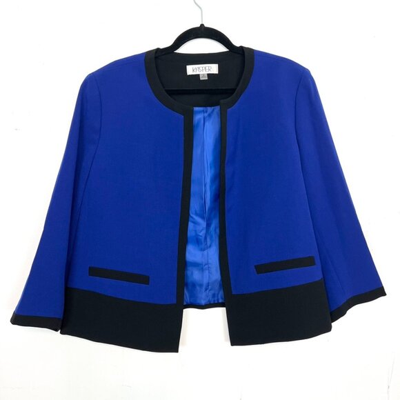 Kasper Cobalt Blue Black Trim Jacket Blazer 18 1X - Picture 1 of 3